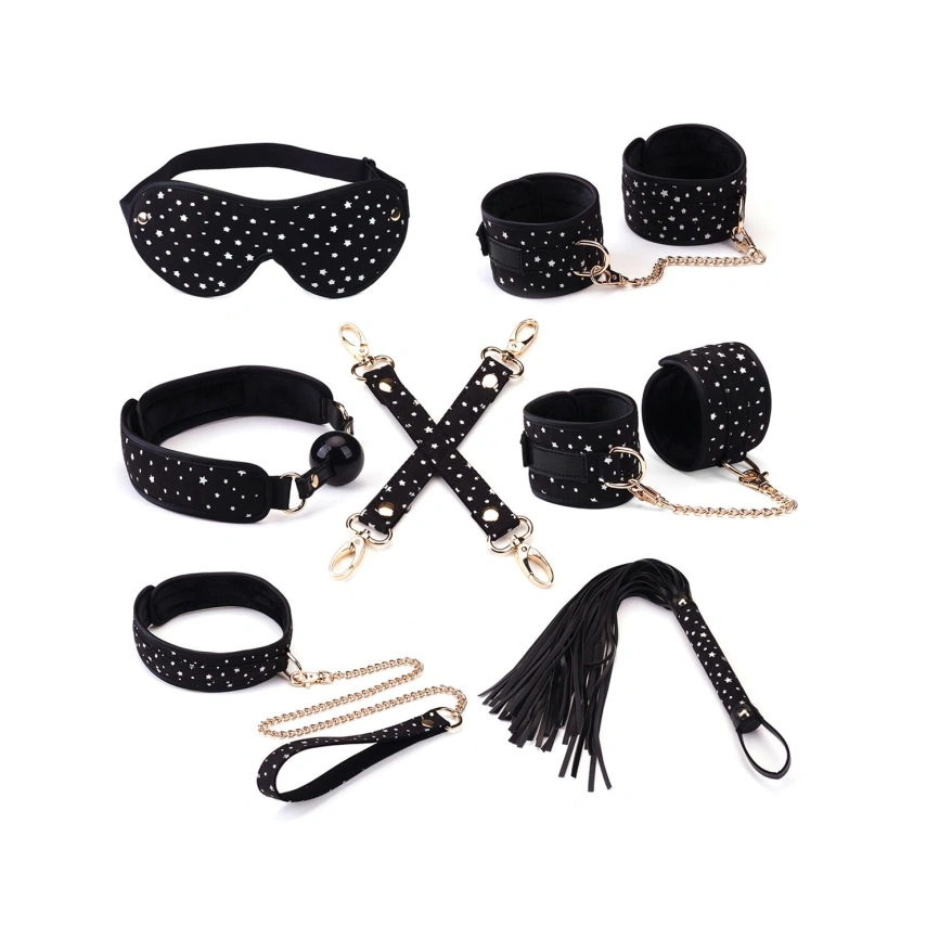 Набор Liebe Seele Stary Nights 7pcs Bondage Kit, фиксаторы, ошейник с поводком, кляп, флоггер, маска фото 1