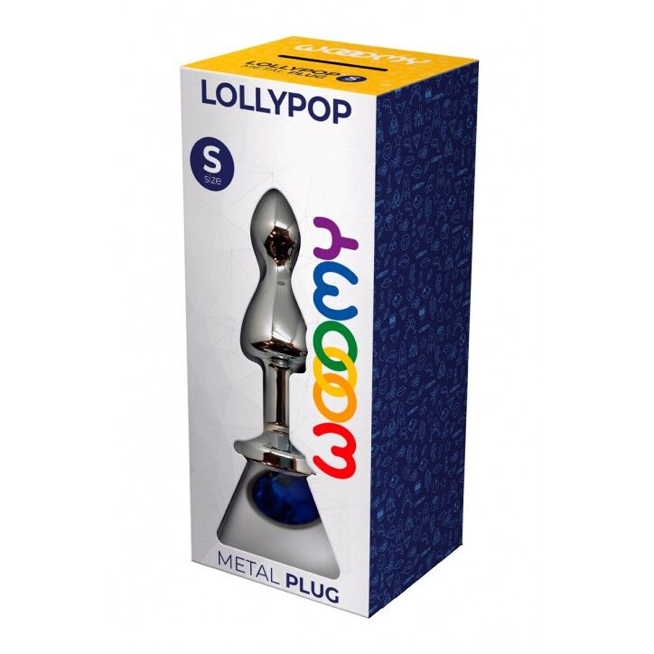 Металева анальна пробка Wooomy Lollypop Double Ball Metal Plug Blue S, діаметр 2,8см, довжина 8,5см фото 3