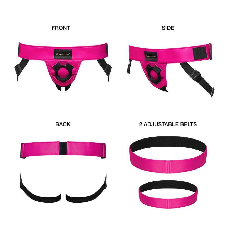 Труси для страпона Strap-On-Me Leatherette Harness Curious  Fuchsia фото 2