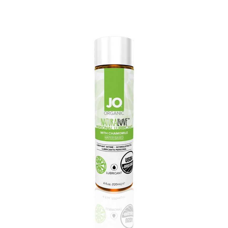 Змазка на водній основі JO NATURALOVE — ORGANIC (120 мл) з екстрактом листя агави та ромашки фото 1