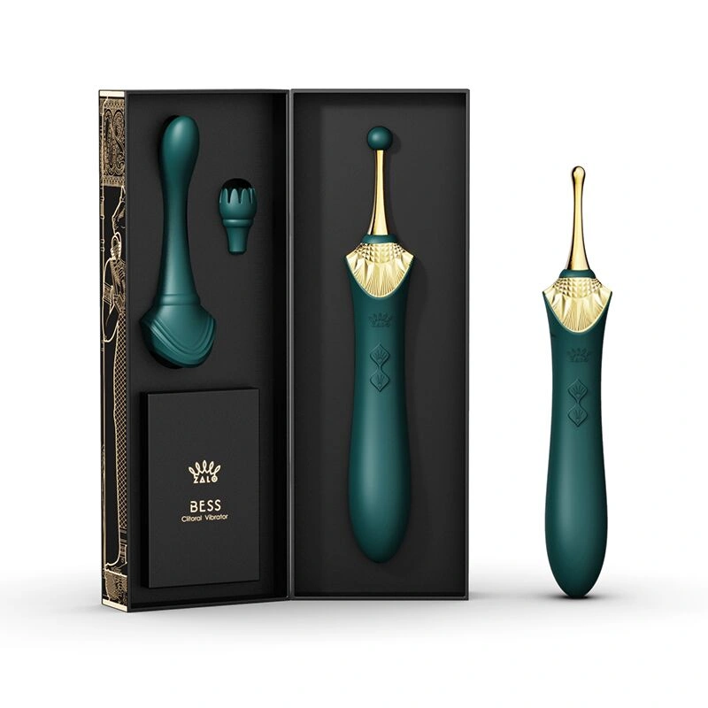 Вагинально-клиторальный вибратор Zalo — Bess Turquoise Green, многофункциональный с насадками фото 7