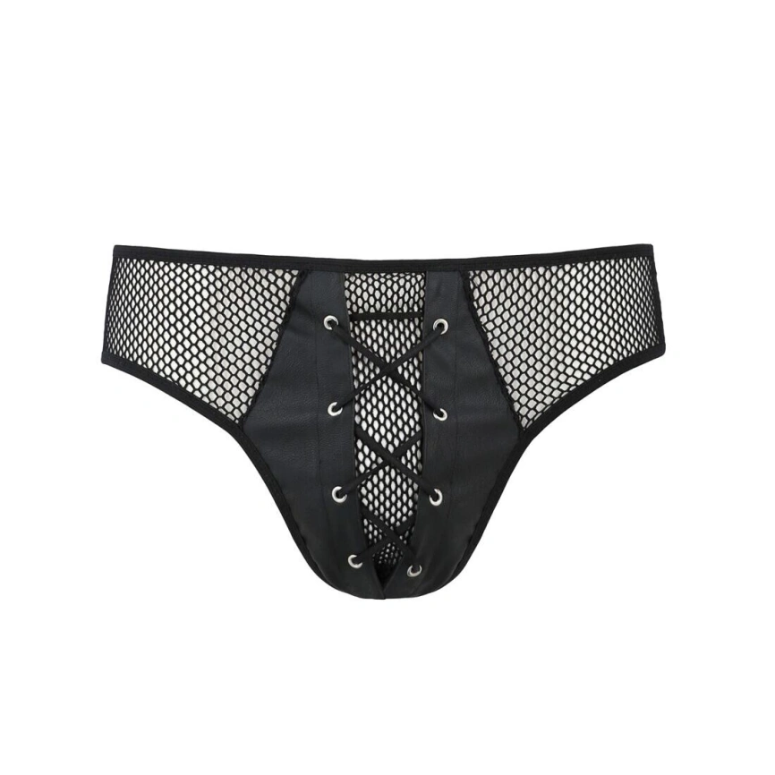 Мужские трусы со шнуровкой Passion 035 SLIP RICHARD L/XL Black, экокожа, сетка фото 11