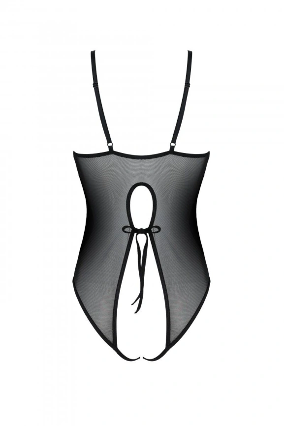 Боди с ажурным декором и открытым шагом Passion URSULA BODY S/M, black фото 4