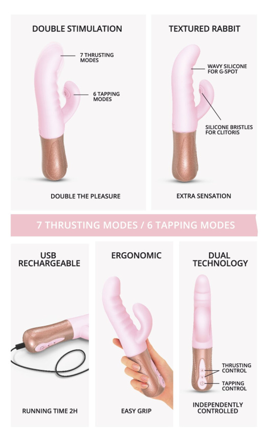 Подвійний пульсатор-кролик Love To Love SASSY BUNNY - BABY PINK фото 6