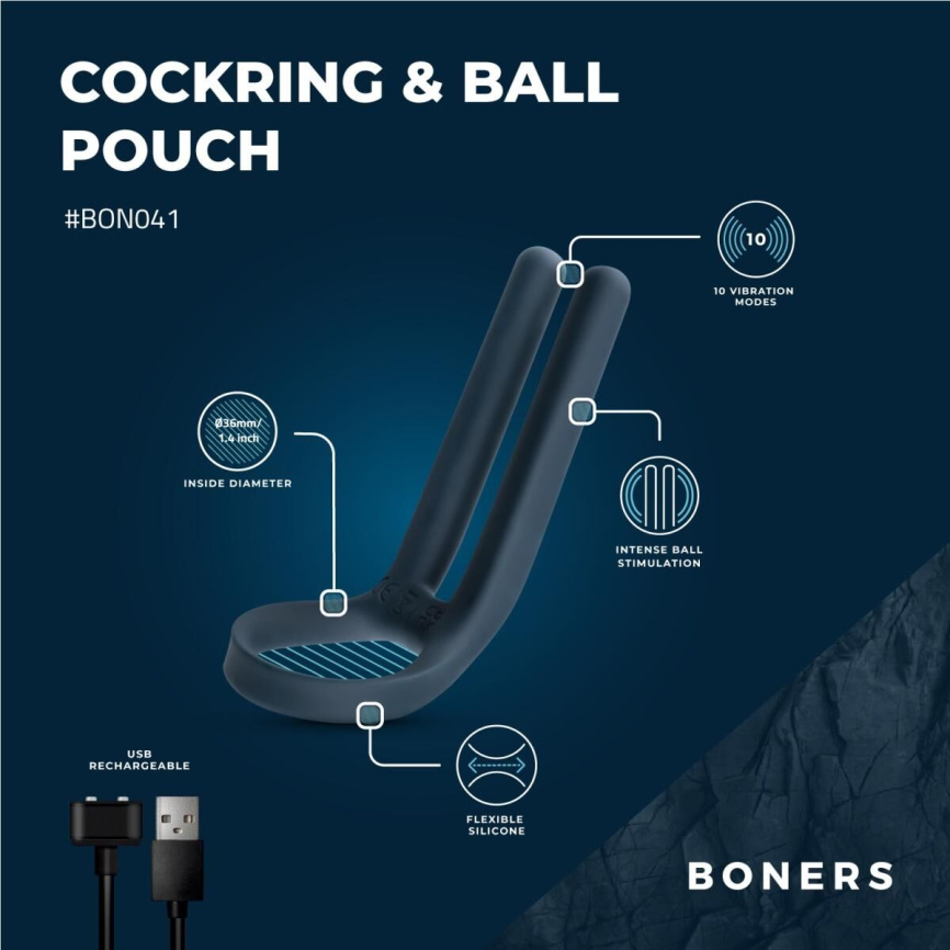 Ерекційне кільце Boners Cockring & Ball Stimulator фото 12