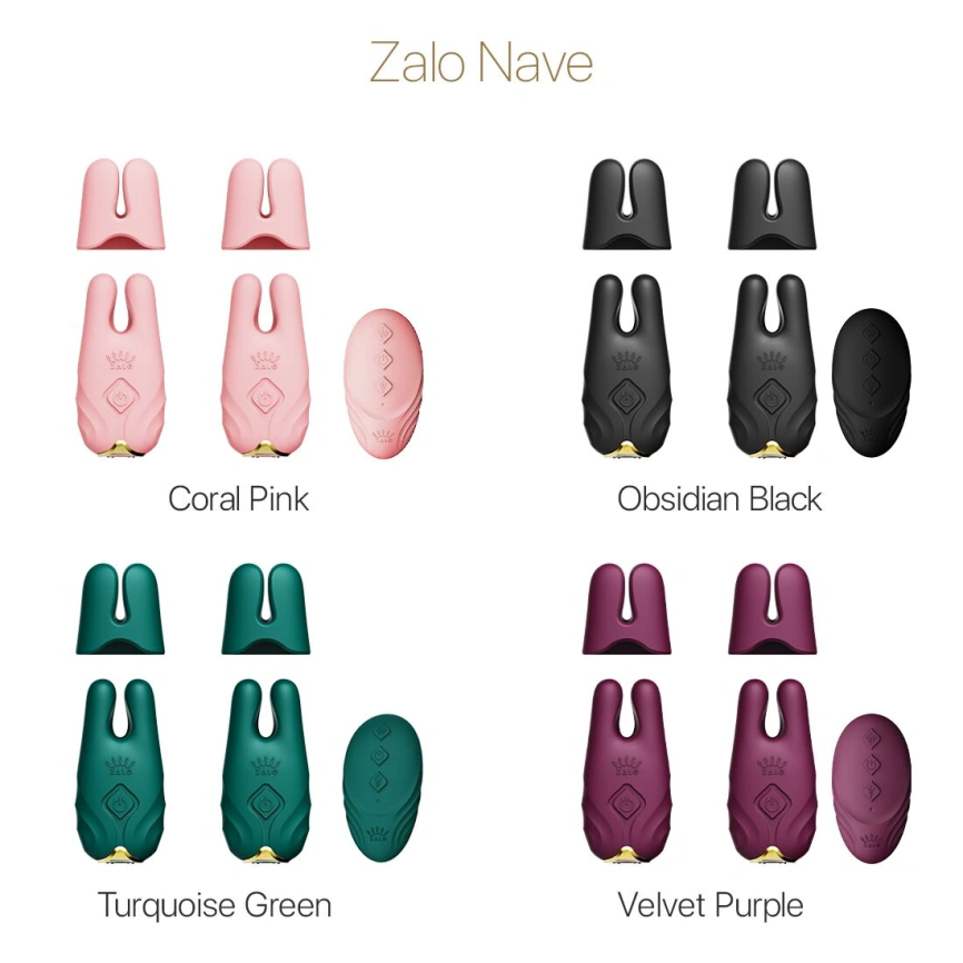 Смартвибратор для груди Zalo - Nave Turquoise Green, пульт ДУ, работа через приложение фото 15