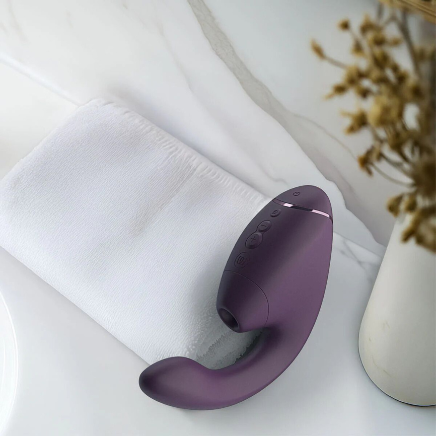 Подвійний вакуумний кліторальний стимулятор з вібрацією Womanizer Next Duo - Dark Purple фото 19