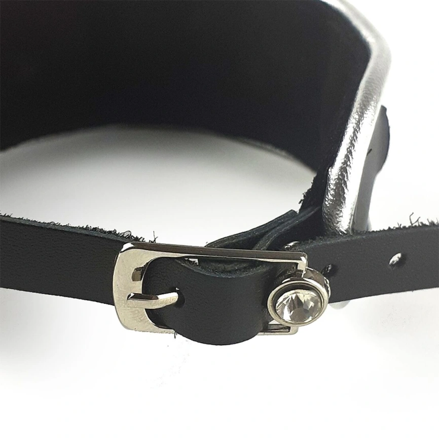 Ошейник из натуральной кожи со стразами и кольцом Art of Sex -  Collar Ring фото 11