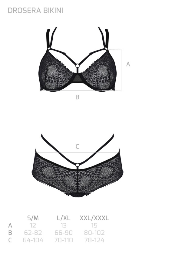 Комплект Passion DROSERA BIKINI black, XXL/XXXL, бюстгальтер і трусики-кюлоти фото 5