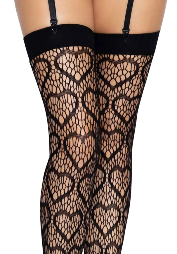 Ажурные чулки с сердечками Leg Avenue Heart Black, one size фото 10