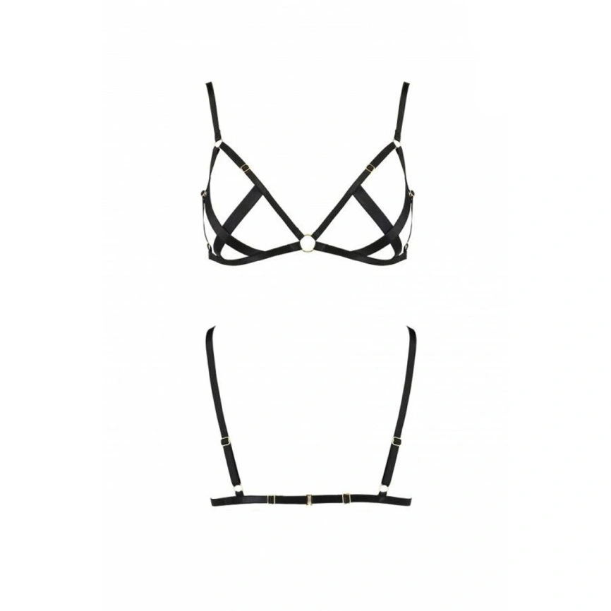 Открытый бюстгальтер-стрепы Passion Exclusive NICKY BRA S/M, black фото 10