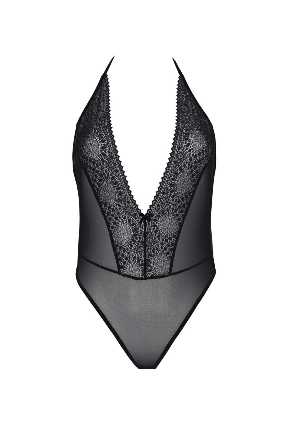 Боді Passion DROSERA BODY black, L/XL, високі вирізи, верх на зав’язках фото 3