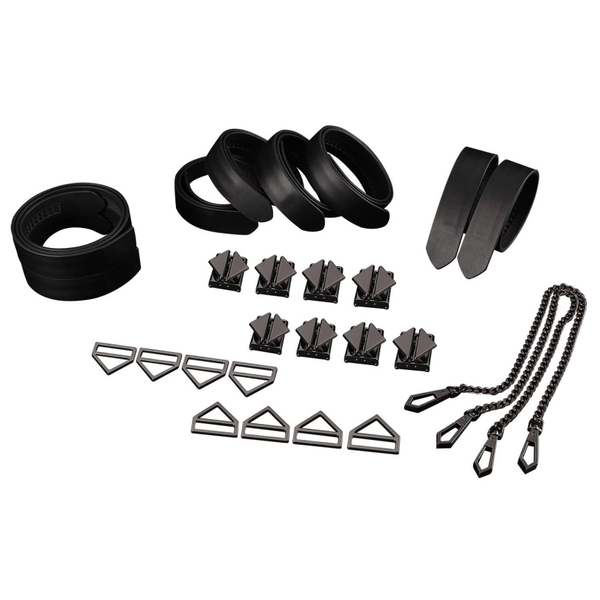 Набір для бондажу LOCKINK 8-Bondage-Straps Restraint Set, чорний 8 ременів з натуральної шкіри фото 7