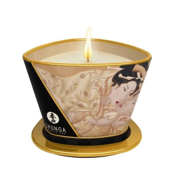 Массажная свеча Shunga Massage Candle - Vanilla Fetish (170 мл) с афродизиаками фото 1
