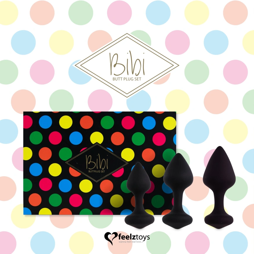 Набор силиконовых анальных пробок FeelzToys - Bibi Butt Plug Set 3 pcs Black фото 4