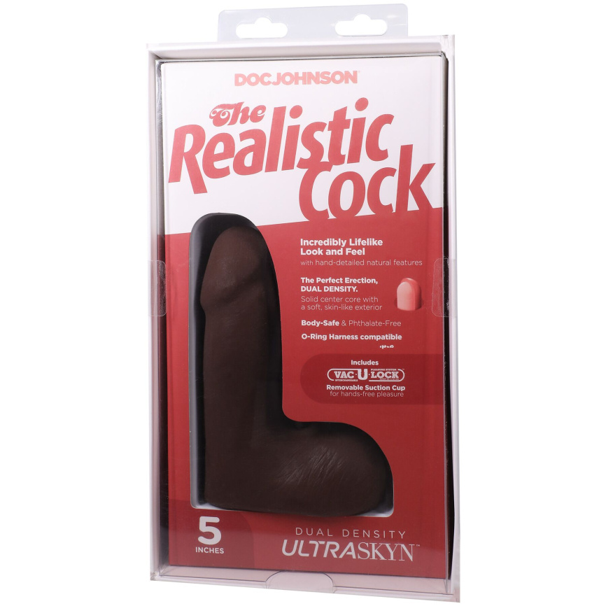 Фалоімітатор Doc Johnson The Realistic Cock ULTRASKYN - 5 Inch with Balls Chocolate фото 9
