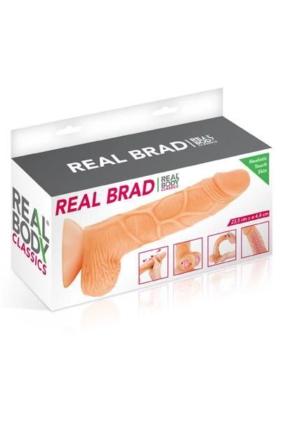 Фаллоимитатор с подвижной крайней плотью Real Body — Real Brad, диаметр 4 см, TPE фото 3