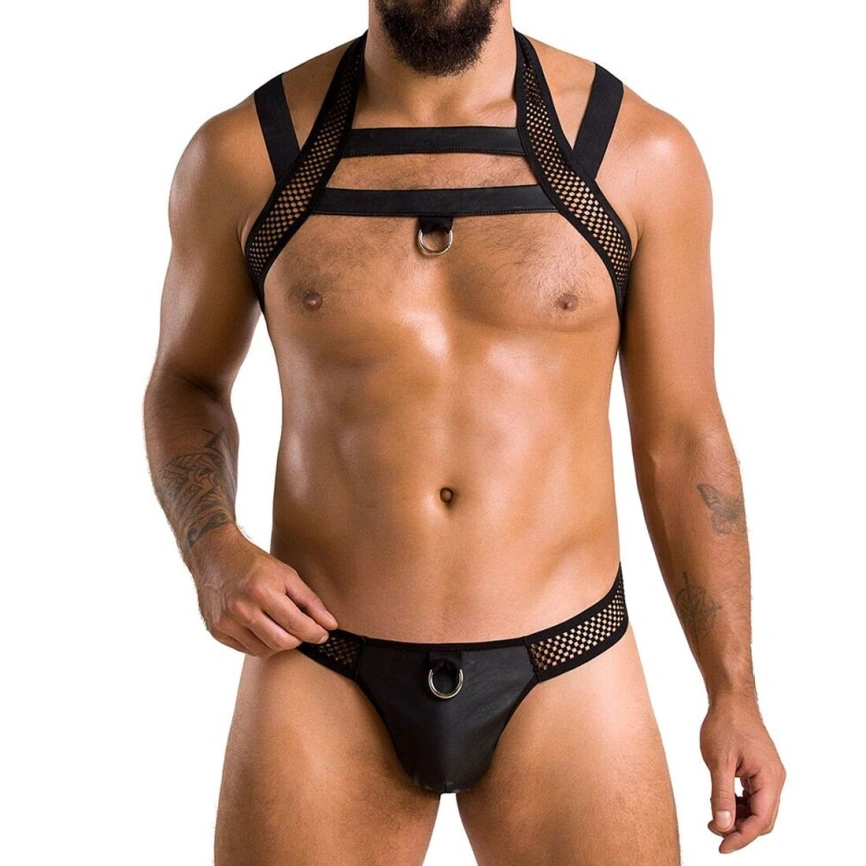 Комплект мужского белья с креплениями Passion 043 JACOB XXL/XXXL Black, трусы, шлейка фото 7