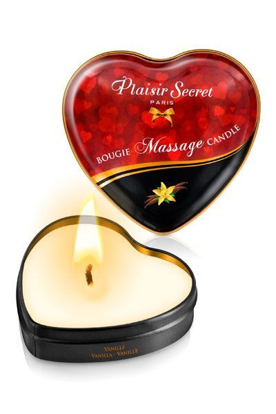 Масажна свічка-серце Plaisirs Secrets Vanilla (35 мл) фото 1
