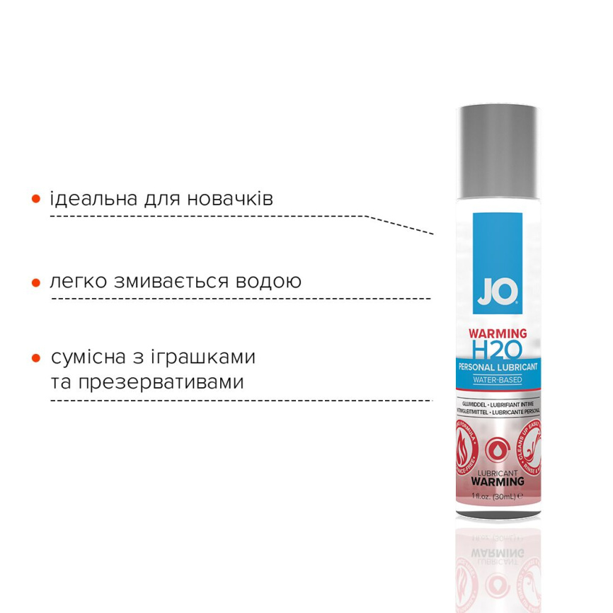 Зігрівальна змазка на водній основі JO H2O WARMING (30 мл) з екстрактом перцевої м’яти фото 3