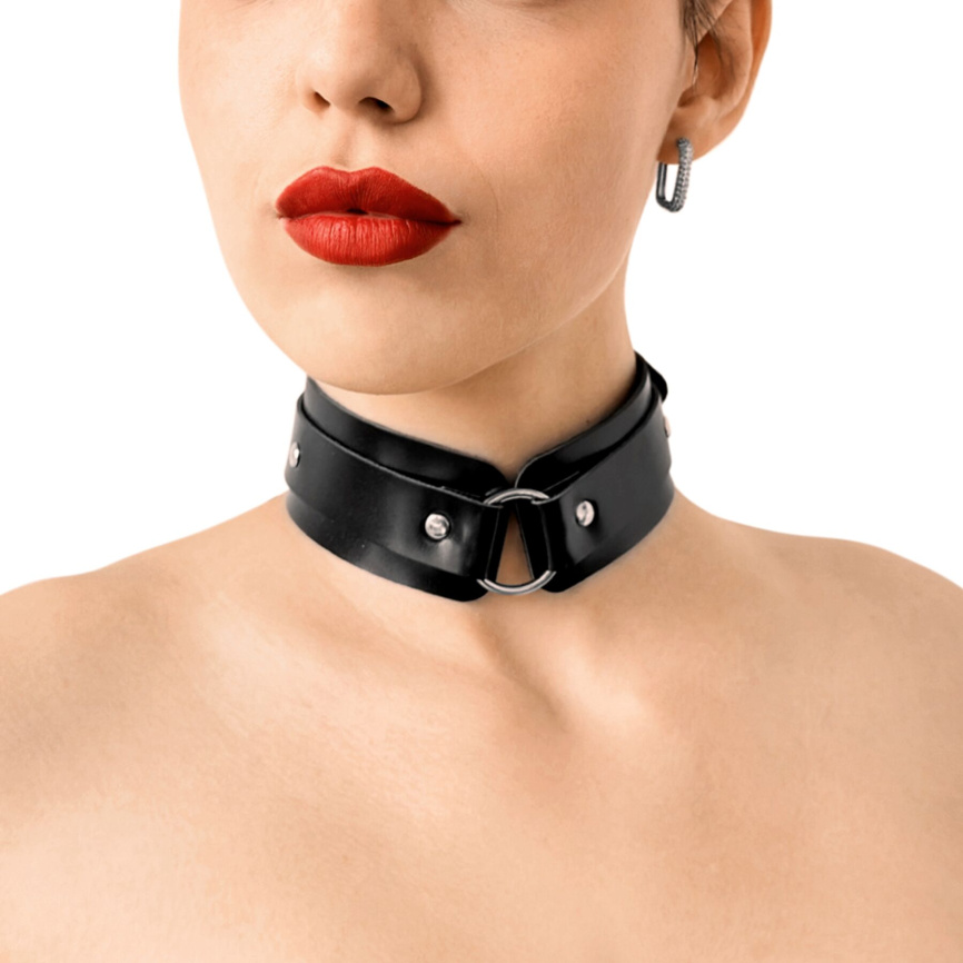 БДСМ-нашийник з кільцем Art of Sex - Martina Collar with ring, натуральна шкіра,  колір чорний фото 1