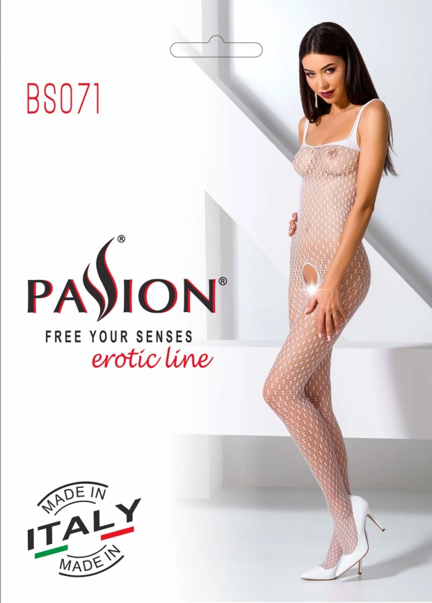 Бодистокинг Passion BS071 white, комбинезон на бретелях фото 6