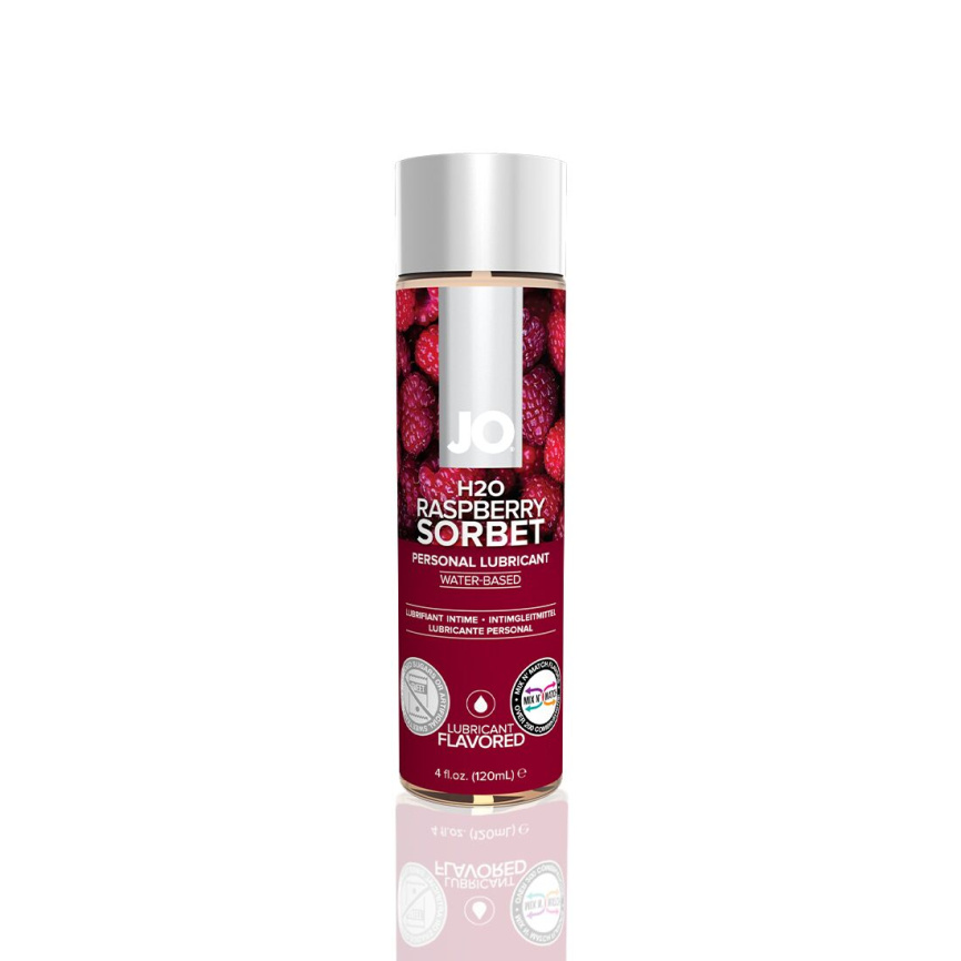 Змазка на водній основі JO H2O — Raspberry Sorbet (120 мл) без цукру, рослинний гліцерин фото 1